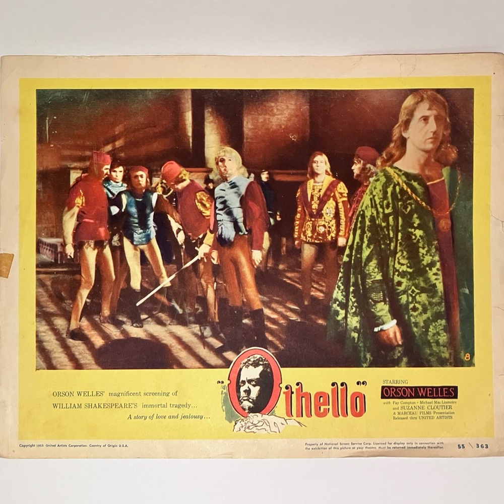 Original 1955 ORSON WELLES “OTHELLO” 11x14 LOBBY CARD / Some Damage / VERY RARE